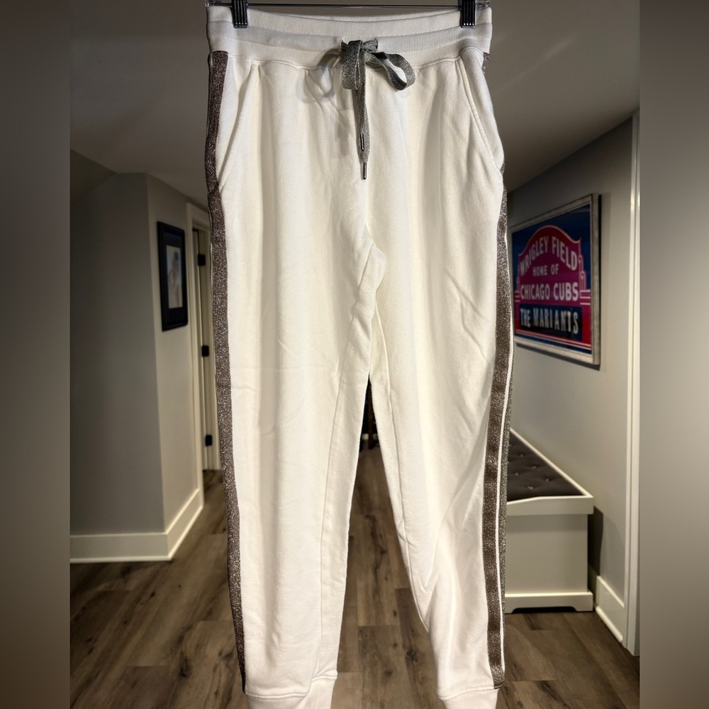 Rails White Joggers with Metallic Stripes